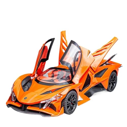 Für: EVO 1/24 Skala Legierung Automodell Mit Hoher Simulation Ziehen Zurück Sound Und Lichtfunktion(Orange) von QIANKA