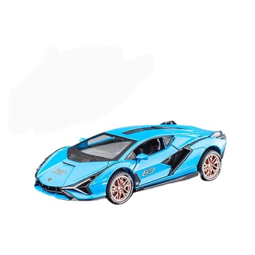 Für: LAMBO SIAN 1/32 Skala Sportwagen Legierung Automodell Mit Hoher Simulation Von Zurück Sound Und Lichtfunktion(Blue) von QIANKA