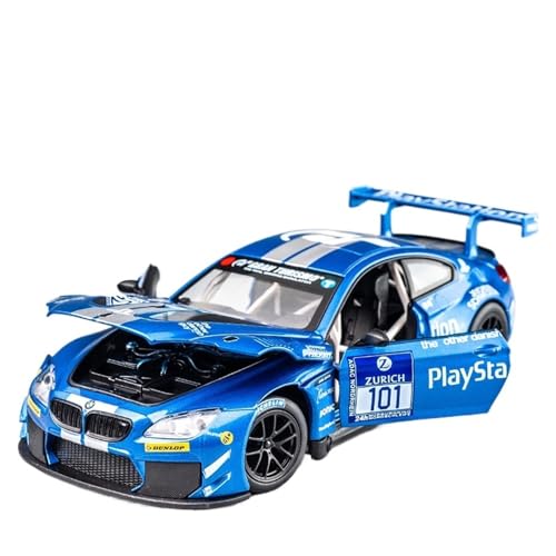 Für: M6 GT3 Rennauto 1/28 Skala Sportwagen Legierung Automodell Mit Hoher Simulation Von Zurück Sound Und Lichtfunktion(Blue) von QIANKA