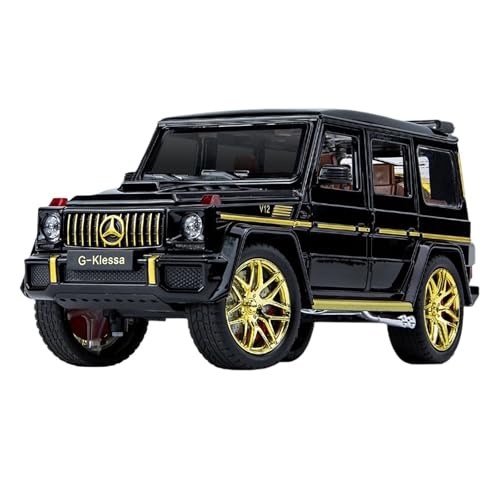 QIANKA 1/24BENZ G63 Simulation Automodell Druckgussverfahren Legierung Sound Und Licht Pull Back Spielzeug(Black) von QIANKA