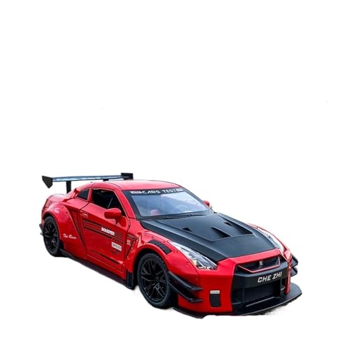 QIANKA 1/24GTR R35 Simulation Automodell Druckgussverfahren Legierung Sound Und Licht Pull Back Spielzeug(Red) von QIANKA