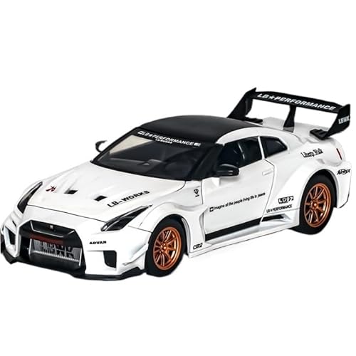 QIANKA Für 1/24 GTR-CSR2 Simulation Auto Modell Legierung Druckguss Prozess Sound Und Licht Zurückziehen Spielzeug(White) von QIANKA