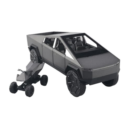 QIANKA Für 1/24 Skala Auto Spielzeug Für Cybertruck Legierung Auto Modell Sound Und Licht Simulation Exquisite Innen Design Zurückziehen(Black) von QIANKA