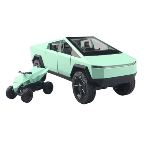 QIANKA Für 1/24 Skala Auto Spielzeug Für Cybertruck Legierung Auto Modell Sound Und Licht Simulation Exquisite Innen Design Zurückziehen(Green) von QIANKA