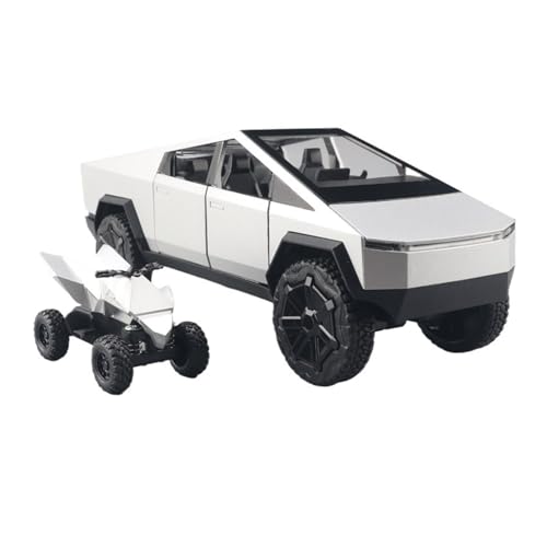 QIANKA Für 1/24 Skala Auto Spielzeug Für Cybertruck Legierung Auto Modell Sound Und Licht Simulation Exquisite Innen Design Zurückziehen(White) von QIANKA