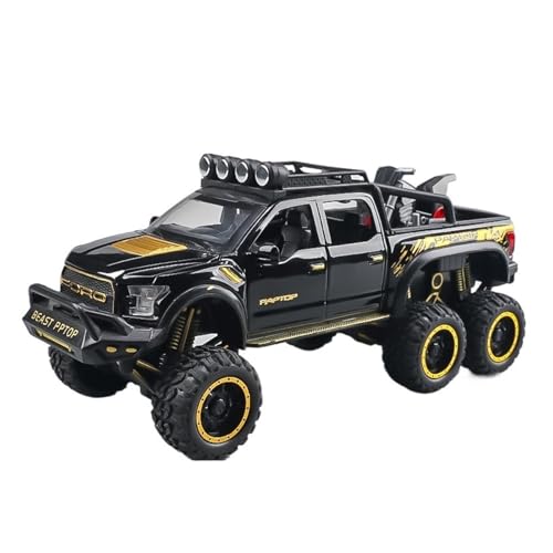 QIANKA Für 1/24 Skala Auto Spielzeug Für Ford Raptor Legierung Auto Modell Sound Und Licht Simulation Exquisite Innen Design Zurückziehen(Black) von QIANKA