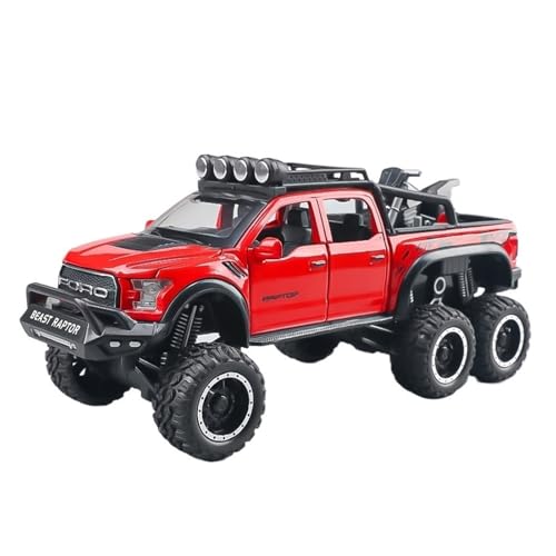 QIANKA Für 1/24 Skala Auto Spielzeug Für Ford Raptor Legierung Auto Modell Sound Und Licht Simulation Exquisite Innen Design Zurückziehen(Red) von QIANKA