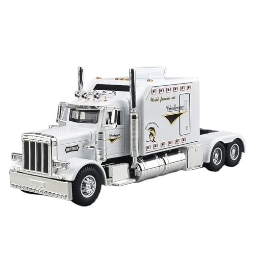 QIANKA Für 1/24 Skala Auto Spielzeug Für Peterbilt 389 Legierung Auto Modell Sound Und Licht Simulation Exquisite Innen Design Zurückziehen(White) von QIANKA