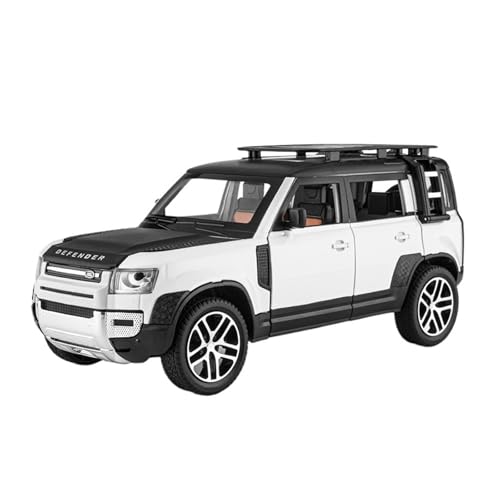 QIANKA Für 1/24LR Defender Simulation Auto Modell Legierung Druckguss Prozess Sound Und Licht Zurückziehen Spielzeug(White) von QIANKA