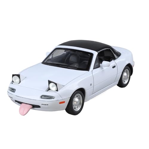 QIANKA Für 1:24 MAZIDA MX5 Auto Nachahmung Echt JDM Auto Modell Legierung Sport Auto Cabrio Auto Modell Ornamente(White) von QIANKA