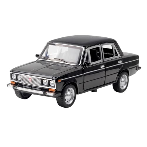 QIANKA Für 1:24 Retro Lada Modell Legierung Auto Modell Ornamente Sowjetischen Oldtimer Lichter, Geräusche Und Zurückziehen Öffnen Die Freude Der Sammler(Black) von QIANKA