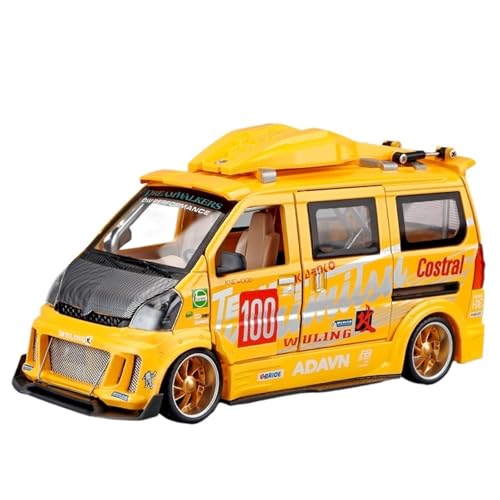 QIANKA Für 1:24 Van-Modell JDM Track Modifizierte Version Automodell Legierung Licht Sound Und Zurückziehen, Um Die Freude des Sammlers Zu Öffnen(Yellow) von QIANKA