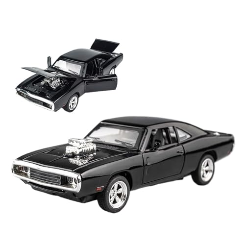 QIANKA Für 1:32 Legierung Druckguss Auto Modell Für Challenger SRT Zurückziehen Auto Modell Auto Mit Licht Und Sound(1970Charger-black) von QIANKA