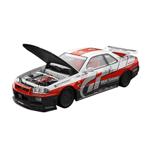 QIANKA Für CA Legierung Modell 1:64 Nissan GT-R R34 GT Racing Auto Aufkleber Version JDM Auto Modell Ornamente von QIANKA