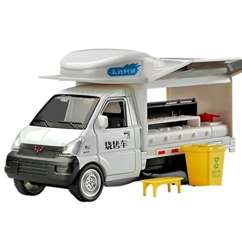 QIANKA Für Rongguang Kleinlaster Kastenwagen Typ Nachtmarkt Grillstand Auto Licht Sound und Pull Back Open Collector's Joy(White) von QIANKA