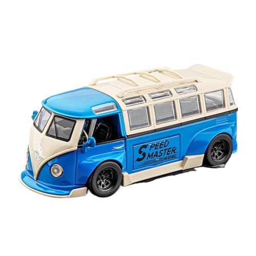 QIANKA Für T1 Retro Bus Diecast Klassisch modifiziertes Busmodell Ornamente Lichter Geräusche und Pullback bringen Sammler Freude(Blue) von QIANKA