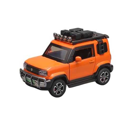 QIANKA Für Yueye Automodell, Legierung, Mini-SUV, modifizierte Version, Automodell, handgefertigt, mit Licht, Sound und Zurückziehen, um die Freude des Sammlers zu öffnen(Orange) von QIANKA