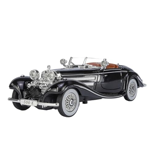 QIANKA Für: 1:24 Mercedes-Benz 500K 1936 Oldtimer-Legierungsautomodell Mit Ton Und Licht Für Zurückziehen Von Sammlerstücken Für Geburtstag(Black) von QIANKA