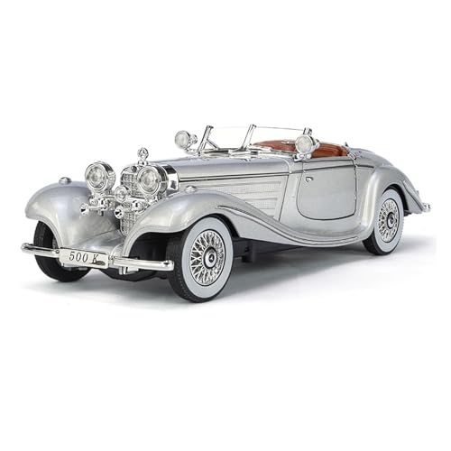 QIANKA Für: Mercedes-Benz 500K, Legierungsmodell Im Maßstab 1/24, Mit Sound Und Licht, Rückziehspielzeug(Silver) von QIANKA