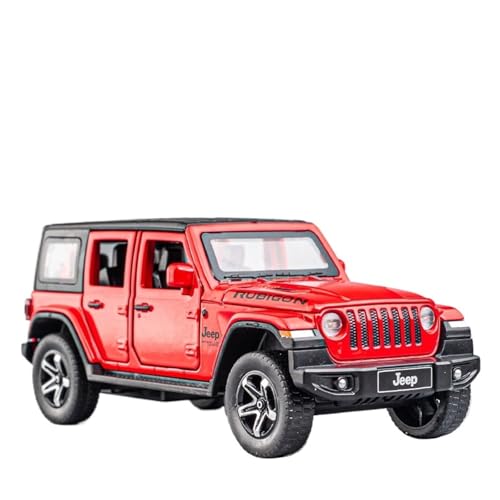 QIANKA Für: Wrangler Rubicon, Sportwagen-Legierungsmodell Im Maßstab 1/32 Mit Hochsimulierter Pullback-Sound- Und Lichtfunktion(Red) von QIANKA