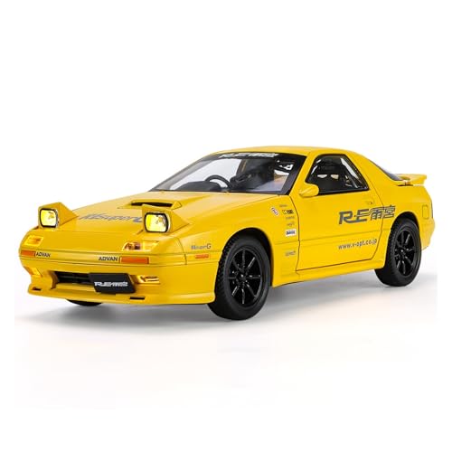 QIANKA Maßstab 1:24, Geeignet Für Mazda RX7 Legierung, Druckguss-Automodell Interaktives Multifunktionsauto(Yellow) von QIANKA