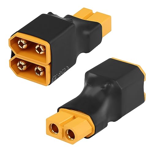 QIANRENON 1 in 2 XT60 Parallel Kapazität Erhöhung ESC Adapter XT60 Buchse auf 2 Stecker Batterien Aufladung Y Shape Anschluss, für RC Lithium Batterien Kapazitätserhöhung/gleichzeitiges Laden, 2Pcs von QIANRENON