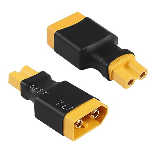 QIANRENON XT30 Buchse auf XT60 Stecker RC Modell Akku Aufladen Konvertierung Stecker XT60 auf XT30 Lithium Akku ESC Adapter, für Modellflugzeug Drohne RC Auto Spielzeug Quadcopter, 2Pcs von QIANRENON