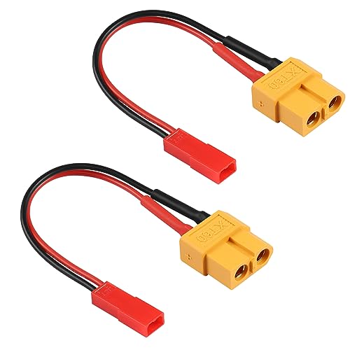 QIANRENON XT60 Buchse auf JST Stecker Lithium Akku Aufladen Anschluss Konverter 22AWG JST Stecker auf XT60 Buchse RC Modell ESC Adapter Kabel, für RC Auto Spielzeug Quadcopter, 10cm/3.9in, 2Pcs von QIANRENON