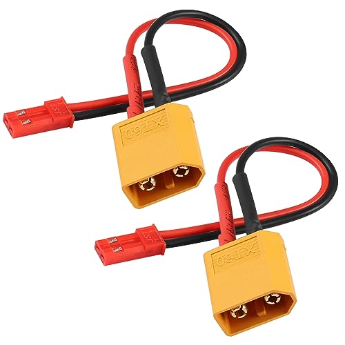 QIANRENON XT60 Stecker auf JST Buchse Akku ESC Adapter Kabel 22AWG JST Buchse auf XT60 Stecker RC Modell Aufladen Konverter Stecker, für Luftmodell Akku RC Auto, 10cm/3.9in, 2Pcs von QIANRENON