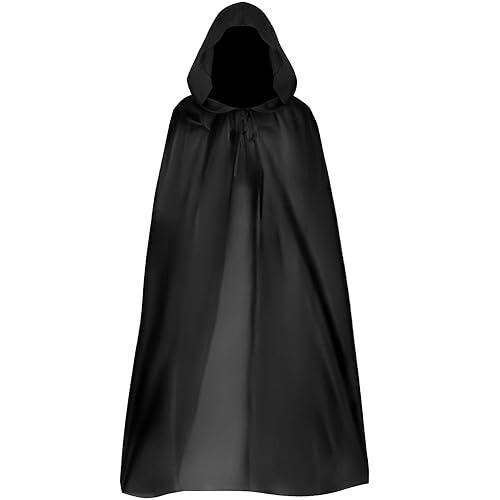 QIGHLIS Halloween Umhang mit Kapuze, Unisex Lange Kapuzenumhang Mittelalter Umhang Hexe Cosplay Zubehör Vampir Umhang, für Erwachsene und Kinder Cosplay Zubehör (90cm) von QIGHLIS