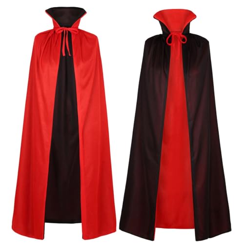 QIGHLIS Halloween Vampir Umhang, Mittelalter Umhang Enfant Halloween Kostüm Vampir Cape Vampirumhang mit Kragen Kostüm Halloween für Karneval Cosplay Damen Herren (90cm) von QIGHLIS