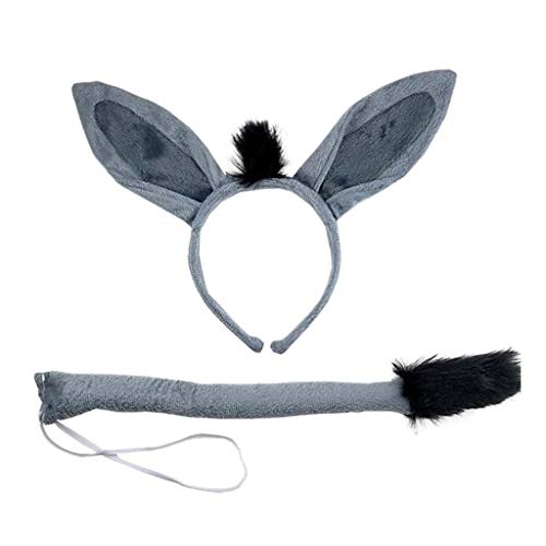 QIIIMSLSS Dunkey Stirnband Tierhaarreifen Faux Dunkey Ohren Plüsch Pferdeohren Realistisches Halloween Stirnband Pferd Cosplay von QIIIMSLSS