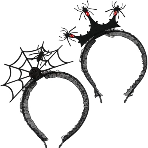 QIMMU Haarreif Halloween,Halloween Haarreif Spinne,Halloween Haarschmuck,Spinne Haarreif,Halloween Kopfschmuck,Halloween Accessoires Damen,Halloween Kopfbedeckung Spinnen Netz für Karneval Kostüm von QIMMU