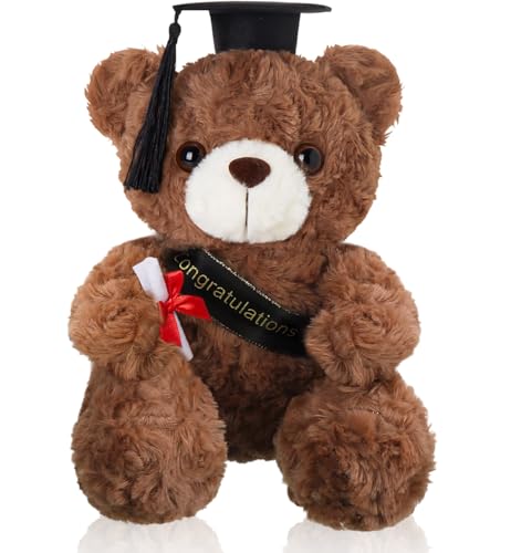 QIMMU Teddybär Examensbär,Bachelor Geschenk,Teddybär Plüschtier mit Diplom und Doktorhut,Graduation Gift,Abschluss Geschenk,Bestandene Prüfung Geschenk,Abitur 2024 Geschenke,Matura Geschenk von QIMMU