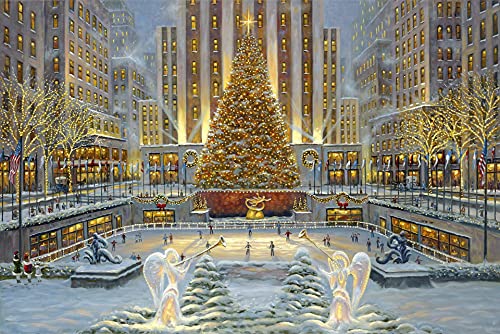 1000 Puzzles für Erwachsene Kinder Rockefeller Center in der Weihnachtszeit Karton Puzzle-Set Lernspielzeug Herausforderung Puzzle Spielzeug Heimdekoration Geschenke 70X50Cm(1000Pcs) von QINGM