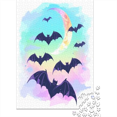 Fledermaus 1000 Teile Puzzle Für Erwachsene, Hochwertige Recycelbare MateriAußerirdische Und Druck Puzzlespiel, Familienspiel, Geschenk Für Liebhaber Oder Freunde Puzzel 1000pcs (75x50cm) von QINGTIANFC