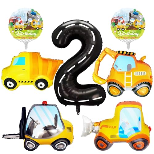 QINQINZIJIN 7 Stück Bagger Folienballon, Gabelstapler Luftballon, Bulldozer Ballon, Baustelle Luftballon 2. Geburtstag Junge, Bagger Geburtstagsdeko 2 Jahre, Baustelle Geburtstag Deko 2 Jahre QINQINZIJIN 7 Stück Bagger Folienballon, Gabelstapler Luftballon, Bulldozer Ballon, Baustelle Luftballon 2. Geburtstag Junge, Bagger Geburtstagsdeko 2 Jahre, Baustelle Geburtstag Deko 2 Jahre von QINQINZIJIN