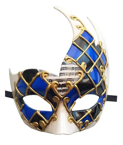 QINQINZIJIN Venezianische Maske Herren, Maskenball Maske, Masken Kostüm, Karneval Augenmaske, Ball Masquerade Mask für Karneval Halloween Cosplay Party Kostüm (Blau) von QINQINZIJIN