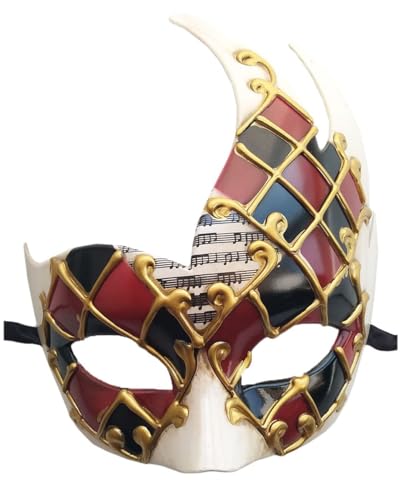 QINQINZIJIN Venezianische Maske Herren, Maskenball Maske, Masken Kostüm, Karneval Augenmaske, Ball Masquerade Mask für Karneval Halloween Cosplay Party Kostüm (Rot) von QINQINZIJIN