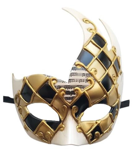 QINQINZIJIN Venezianische Maske Herren, Maskenball Maske, Masken Kostüm, Karneval Augenmaske, Ball Masquerade Mask für Karneval Halloween Cosplay Party Kostüm (Schwarz) von QINQINZIJIN