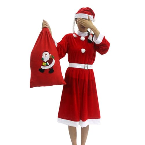 QINZTON Weihnachtsmann-Anzug, Weihnachtsmann-Kostüm für Männer und Frauen, Erwachsene, 3/4/5/6/7, Weihnachtsmann-Kostüm, Outfits, lustiger Weihnachtsmann-Bär-Hut, Weihnachtsmann-Anzug von QINZTON