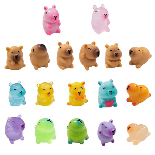 18 Stück Mini Resin Kapybara, Mini-Capybara-Figuren, Leuchtende Capybara, Niedlichen Capybara Toy, Realistic Capybara Animal Figures für DIY Garten, Ornament für Miniaturlandschaft, Miniatur Garten von QITIXI:OU