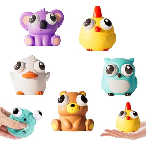 5 Stück Tiere Stress Stress Spielzeug, Popping Out Eyes Squeeze Toy, Lustig Anti Stress Spielzeug, Squishy Squeeze-Spielzeug, Pinch Toy Augen Out Stressbälle für Erwachsene und Kinder, Mitbringsel von QITIXI:OU