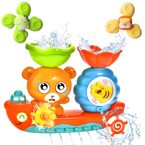 Badespielzeug, Badewannenspielzeug ab 1 2 3 4, Bär und Bee, Wasserspielzeug Kinder, Badewannen Spielzeug Kinder, Wasserspielzeug Babyspielzeug Geschenk für Jungen Mädchen Geburtstag von QITIXI:OU