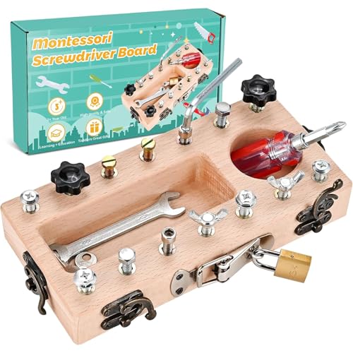 Montessori Schraubendreher Board Set - Montessori Holz Schraubbrett, MontessoriSpielzeug für 3 4 5 Jahre alt, Kinder Holz Spielzeug, Motorikspielzeug Lernspielzeug, Geschenk für Kinder, Mädchen Jungen Montessori Schraubendreher Board Set - Montessori Holz Schraubbrett, MontessoriSpielzeug für 3 4 5 Jahre alt, Kinder Holz Spielzeug, Motorikspielzeug Lernspielzeug, Geschenk für Kinder, Mädchen Jungen von QITIXI:OU
