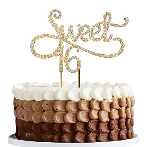 Gold Tortendeko Zahl 16 Kuchendeko,Glitzer Diamanten zahlen Tortenaufleger Cupcake Topper Tortenstecker Tortenaufsatz Zahnstocher Deko für Sweet 16. Jahre Mädchen Hochzeit Geburtstag Party Dekoration von QIUJUNDE