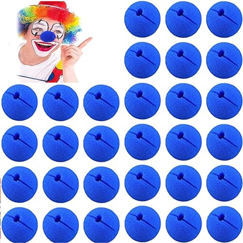 QIUMING 30pcs clownsnasen Rote Nase Schaumstoff Nase Clown-Nase Schaumstoff Clownnase Cosplay Clown-Nase für Halloween Weihnachten Party Requisiten, Zirkus Kostüm Party Ankleiden (blau) von QIUMING