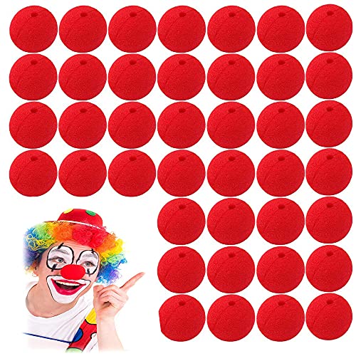 QIUMING 40 Stücke clownsnasen rot Rot Clown Nase Clown Nase Rote Schaumstoff clownsnase Erwachsene Accessoires für Halloween Weihnachten Kostüm Neuheit Karneval Zirkus Party Nase von QIUMING