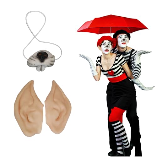 QIUMING Vampir-Nase Mit elastischem Seil Vampirohren Vampirnase Partydekorationen Zubehör Halloween Vampir Kostüm Accessoires für Halloween Cosplay Kostüm Party Prop Dekoration (Nase + Ohren) von QIUMING