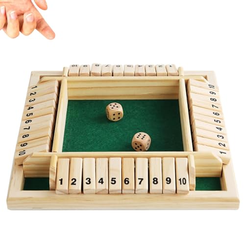 Holz Brettspiel Shut The Box Shut The Box Spiel Brettspiel aus Holz mit 2 Würfel Klassisch Würfelspiel Würfelbrett Brettspiele für 1–4 Spieler – Klappbrett WüRfelspiel für Zuhause, Party Oder Bar von QIWEIS